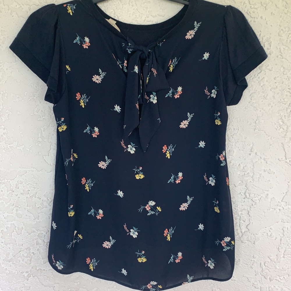 Loft Blue Flowered Sweater